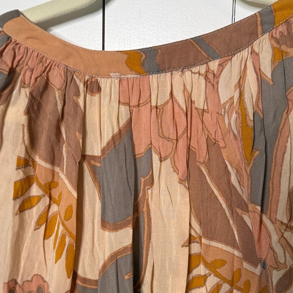Karlie Tan Floral Button Down Blouse Balloon Sleeves - Picture 8 of 11